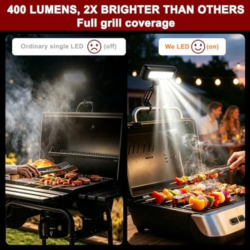 Grill Light Rechargeable for Blackstone & Weber, 400LM LED Grill Handle Light, Auto On/Off Sensor, USB-C Rechargeable, 360° Adjustable, Waterproof Outdoor BBQ Grill Accessories Gift for Men Dad - Thumbnail 5
