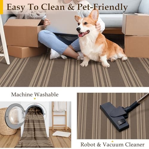 PureCozy Striped Easy Jute Rug 3x5 Nature Entryway Carpet Washable Non Slip Office Door Mat Farmhouse Neutral Non Shedding Small Indoor Outdoor Rug for Bathroom Kitchen Bedroom Living Room - Thumbnail 2