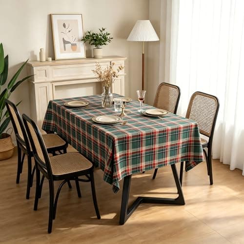 UWWGKK 55x102 Inch Plaid Tablecloth Rectangle Woven Checkered Table Cover - Thumbnail 4