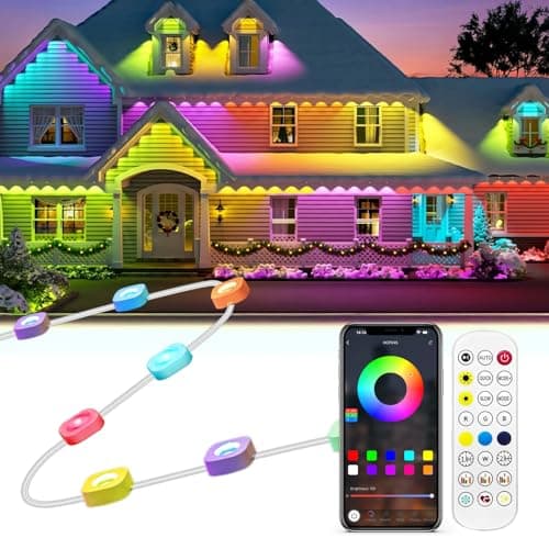 Gaoxun 200ft Permanent Outdoor Lights, RGBW Smart LED Christmas Lights with 72 LED, APP/Remote Control, Dimmable, 47 Scene Modes, Timer, IP67 Waterproof Eaves Lighting for Daily Holiday Decorations - Image 1