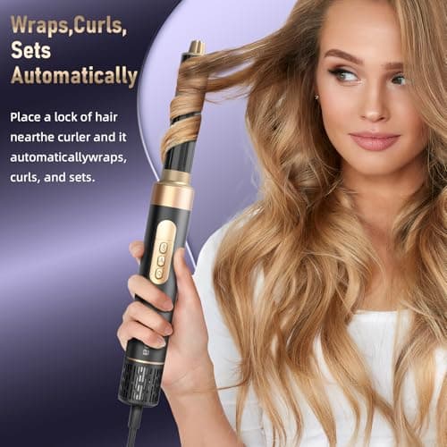 6 in 1 Hot Air Brush & Hair Dryer–High-Speed Hair Dryer Brush with Auto Wrap Curlers, Hot Air Styler Wrap Fast Drying & Frizz-Free Styling, No Heat Damage, Volumizing with Travel Bag. - Thumbnail 6