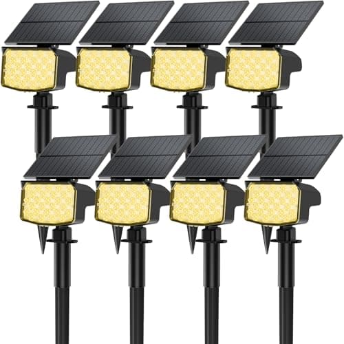 MinPea 8 Pack Solar Spot Lights Outdoor, 2-in-1 Solar Lights Outdoor Waterproof IP65, Solar Powered Landscape Spotlights 3 Modes for Yard Garden Pathway Driveway Tree(Warm White) - Image 1