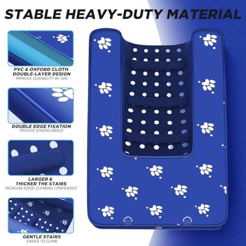Inflatable Dock Platform, Dog Boat Ramp Floating Non-Slip Oxford and PVC with Lagre Water Ramp for Dogs Pool, Dock, Lake with Traction Rope, Manual Air Pump (4.6ft x 3ft x 6in) L04 - Thumbnail 5