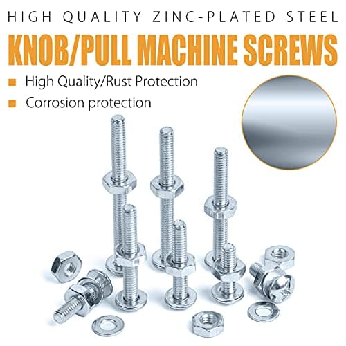 VIGRUE 705PCS #8-32x1/2 to #8-32x2 Machine Screws 8/32 Knob/Pull Screws Bolt Nut Flat Washers Zinc-Plated Steel Phillips Machine Screws Assortment Kit, Cabinet Door and Drawer Screws - Thumbnail 4