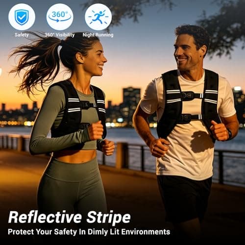 Weighted Vest, Adjustable Body Weight Vest with Reflective Stripe, 8/12/16/20lb for Men Women, Running Vest Woman for Strength Training, Workout, Jogging, Walking, Fitness Equipment, Gym, Muscle Building, Weight Loss, Weightlifting - Thumbnail 4