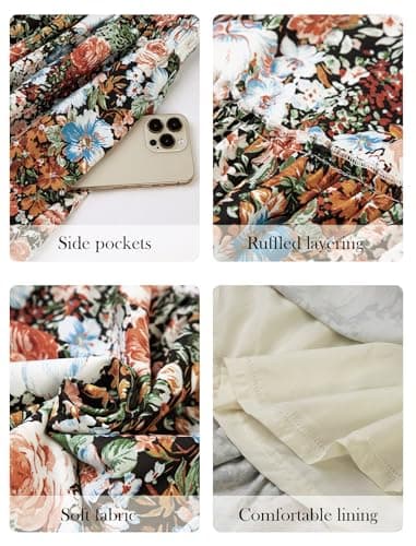 Arolina Boho Skirts for Women Trendy Floral Tiered Maxi Skirts 2026 Flowy Pleated Flared A-Line Long Skirt - Thumbnail 6