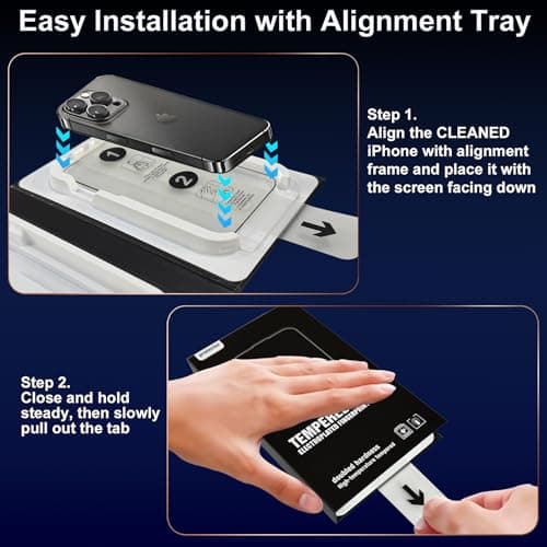 JESOHO Screen Protector for iPhone 16 pro & iPhone 17 Blue Light Block,Military-Grade Shatterproof HD Tempered Glass with Easy Installation Tray,Touch Sensitive, 9H Hardness, Anti-Scratch,2 Pack - Thumbnail 3