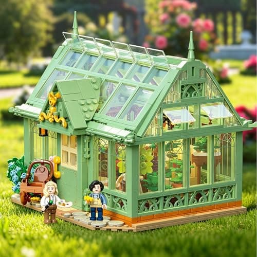 Xbert Greenhouse Building Set with 2 Minifigures, Flower House Building Blocks, Botanical Tiny Plants DIY Miniature House Kit, Creative Garden Playset Toy, Gift for Girls and Women - Thumbnail 2