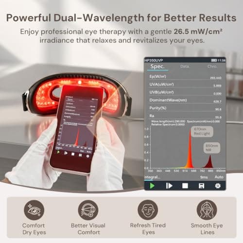 Red Light Therapy for Eyes, Under Eye Red Light Eye Mask for Fine Lines Eye Bags, 3 Modes Face Mask Device, Infrared Light Therapy for Dark Circles, Visual Wellness, Eye Fatigue, Jet Lag - Thumbnail 2