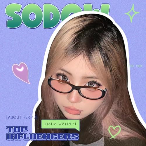 SODQW Rectangle Office-Siren Blue Light Glasses for Women Small Bayonetta Bluelight Glasses for Computer/Phone/TV - Thumbnail 3