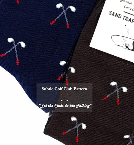 Frepstudio Funny Golf Socks for Men - 2 Pairs Pack Crew Socks - Golfing Gift for Dad Grandpa Husband, Humor Christmas Birthday Father's Day Gag Gifts, Size 9-12 - Thumbnail 5