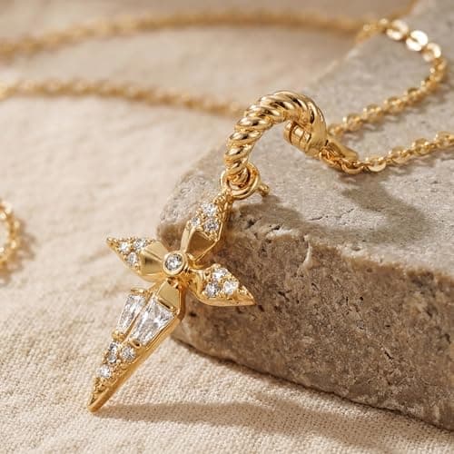 WEARON Cross Necklace for Women, Dainty 14K Gold Plated CZ Cross Pendant, 18inch Adjustable Chain, Non Tarnish Christian Faith Jewelry Gift for Wife Mother Friends - Thumbnail 6