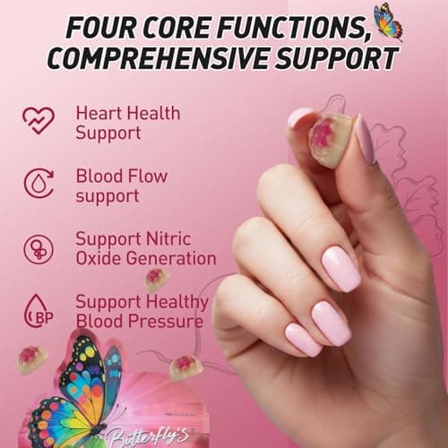 BUTTERFLY'S TEAR Beet Root Gummies | Nitric Oxide Booster | Heart & Blood Vessel Support | 14-in-1 Sugar Free Formula with Vitamin D3, K2 & E, Grape Seed, Hawthorn, Berberine | 60 Count Gummies - Thumbnail 4