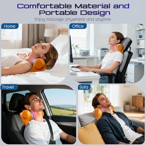 JDZ Neck Massager with Heat, 3-in-1 Electric Cervical Massager for Pain Relief with Hot Compress, Ergonomic Neck and Shoulder Relaxer Stretcher - ldeal Gift for Office Athletes Everyone etc. Brown - Thumbnail 6