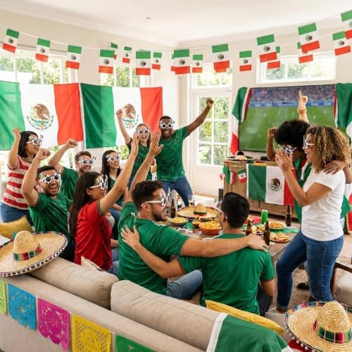 Soccer Sunglasses Soccer Party Favors,Sports Theme Party Decorations,Birthday,2026 International Sports Game Photo Booth Props Novelty Sunglasses with Mexico Flag, Funny Sports Fan Eyewear, 2 Pack - Thumbnail 2