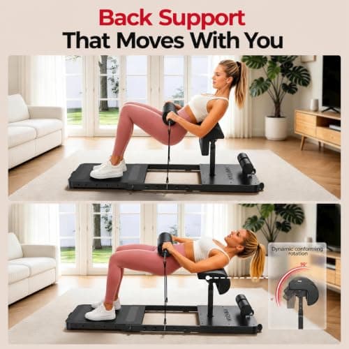 FEIERDUN HT1 Adjustable Hip Thrust Machine for Home Gym, Progressive Glute Training System with Barbell-Style Squat, Padded Support Bar, 7-Level Resistance Bands, Heavy-Duty Steel Frame - Thumbnail 5