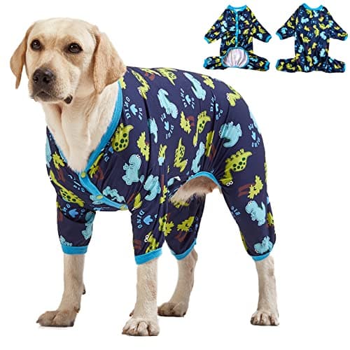 LovinPet Dog Clothing for Large Dogs: Dinosaur in The Jungle Print, Lightweight Stretchy Knit Pullover Puppy Pajamas, Big Dog Onesie. Large Breed Dog Jammies, Pet PJ's/XL - Image 1