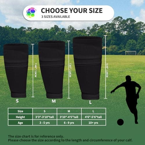 ATHCISE 2 Pairs Kids Youth Soccer Shin Guard Sleeves with Optimized Insert Pocket, Shin Pad Compression Sleeves for 3-15 Years Old Boys Girls Child Teens for Soccer Sport - Thumbnail 6