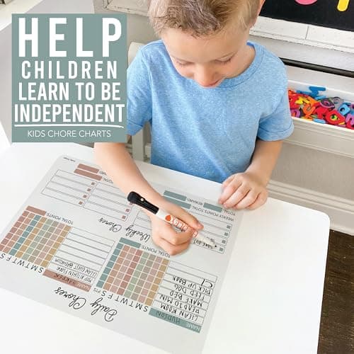 Hadley Designs Magnetic Chore Chart for Kids Multiple - Chores Board for Refrigerator, Dry Erase Task Chart for 2 Kids Daily Behavior, Family Weekly Planner Teens and Adults, Boho Pastel Chore Board - Thumbnail 3