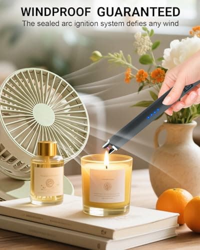 FUKKUDA Electric Arc Candle Lighter with Safety Switch - USB Rechargeable, Windproof & Flameless for Romantic Evenings, Valentine's Day Gift & Stocking Stuffer (Obsidian Black) - Thumbnail 3