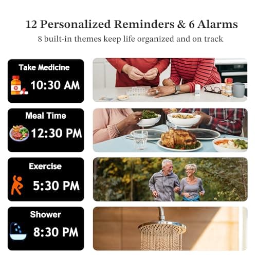 2025 NEW, Digital Clocks, 7'' Dementia Clock with Date and Time for Elderly, Auto-Dimming, 12 Reminders & 6 Alarms, Button & Remote Control, Auto DST, Digital Calendar for Seniors Large Display - Thumbnail 4