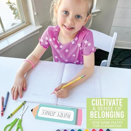 Hadley Designs Desk Name Tags for Classroom - 36 Student Desk Name Plates for Classroom Decor, 9x3 Pastel Nametags Cubby Labels Teacher Supplies, 1st 2nd 3rd Grade Kindergarten Preschool Must Haves - Thumbnail 4
