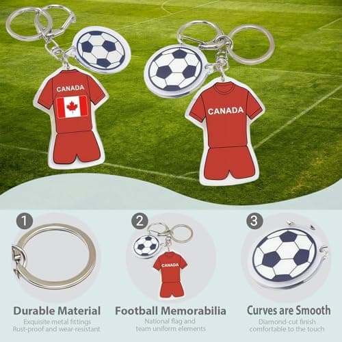 Azheeuiy 2026 World Cup Soccer Keychain,Football Ball Key Chain for Sport Soccer Fan Gifts & Party Favors,Suitable for Keys, Gym Bags & Backpacks (4PCS) (Canada) - Thumbnail 2