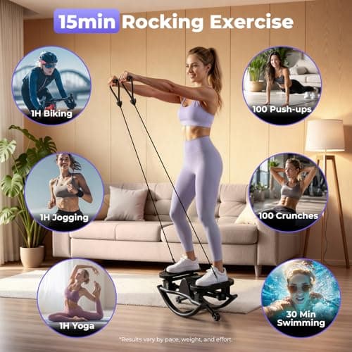 Rock Stepper, Side to Side Rocking Stepper for Exercise at Home, Low-Impact Lateral Stair Stepper with Resistance Bands & LCD Monitor for Full Body Workout Balance, Fitness Machine - Thumbnail 3