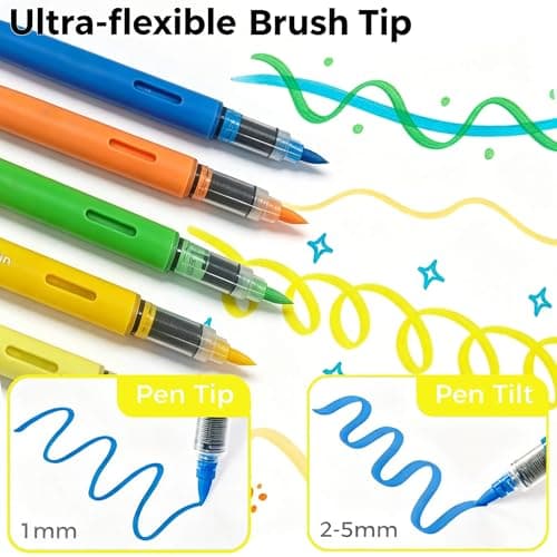 Niodel 60 Packs Direct Liquid Acrylic Paint Markers, Flexible Brush Tip, Instant Flow (No Pressing Required), High Opacity Paint Pens for Rock Painting, Wood, Canvas, Glass, DIY Crafts - Thumbnail 3