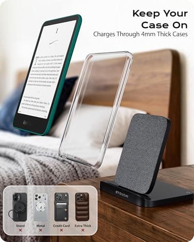 Stouchi Foldable Wireless Charging Dock Compatible with Kindle Paperwhite Signature Editions (2022 & 2024) and Colorsoft Signature Edition, Samsung Ebook，USB-C Charger Stand, Ready-to-Gift - Thumbnail 6