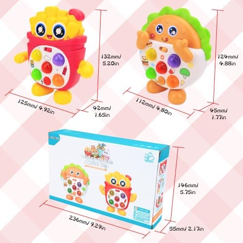 MPQMPQ Musical Toys for Toddlers 1-3, Baby Musical Toys with Music & Sound Effects & 5 Level Quick Push Game, Interactive Light up Baby Toy with Flashing, Birthday Gift for Boy Girl 1 2 3 Year Old - Thumbnail 6