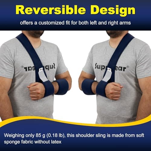 supregear Arm Sling Shoulder Immobilizer, Rotator Cuff Support Brace, Lightweight Comfortable Sling for Shoulder Injury, Broken, Dislocated, Fracture, Strain, Left Right, Men Women, Dark Blue - Thumbnail 4