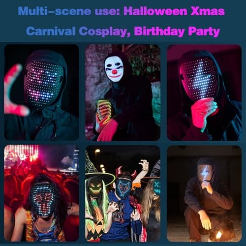 MOYACA Led Mask Light up Mask with Gesture Sensing, Cool Toys Glowing Masks Great Gifts for Halloween Christmas Birthday Costume Party - Thumbnail 6
