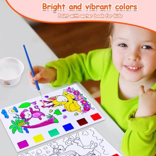 JUNQIU 4Pack Paint with Water Books for Kids, Watercolor Painting Coloring Books for Toddlers, Magic Paint Set for Kids, Art Craft Kits Easter Basket Stuffers For Girls Boys - Thumbnail 3