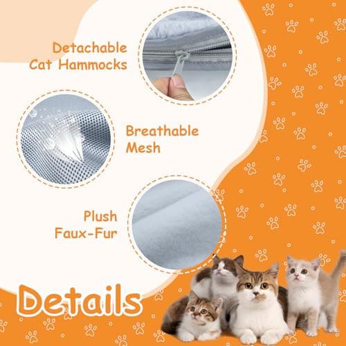 COMTAR Double Layer Large Cat Desk Bed, 360° Rotating & Adjustable Shelf, 15" Thickening Desk Mounted Cat Bed with 2 Perches Holds Up to 66lbs for Office/Home - Thumbnail 6