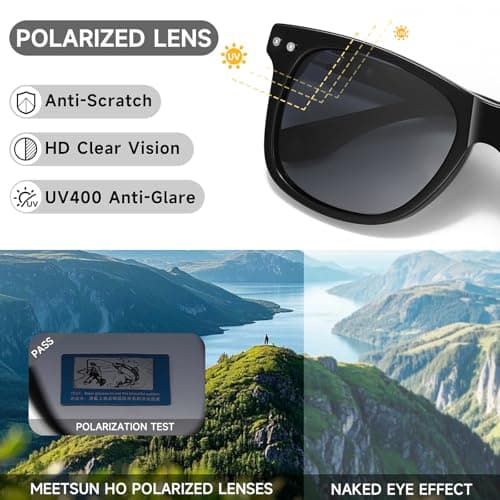 DTIUGUTAE Polarized Sunglasses for Men and Women, Classic Square Sun Glasses Driving Fishing UV Protection (Black frame/Gray Progressive) - Thumbnail 4