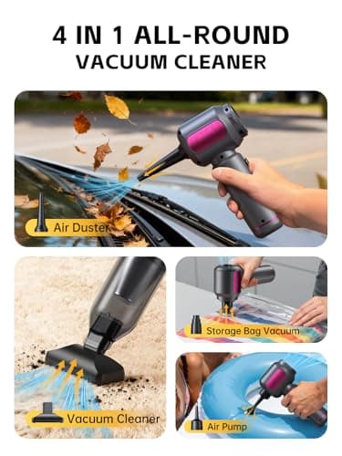 REWONDER Car Vacuum Cleaner High Power, 22000Pa Vacuum Cleaner & 110000RPM Air Duster, Handheld Vacuum with 7800mAh Battery for Valentines Day Gifts, Storage Bag & Multi-Nozzles for Car, Home - Thumbnail 4