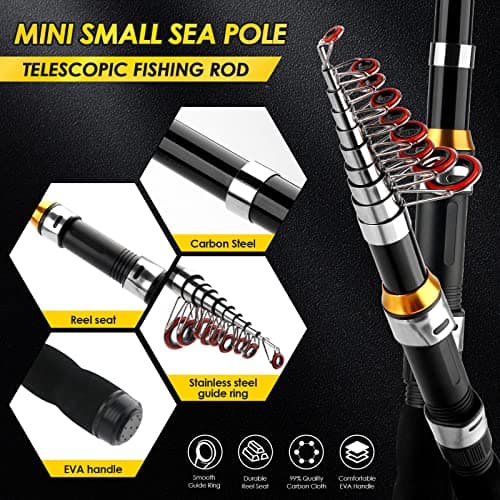 Telescopic Fishing Rod Reel Combo 2PCS 6.89FT Collapsible Fishing Pole Spinning Reel Lures Accessories with Fishing Bag Portable Fishing Rod Kit for Saltwater Freshwater Travel Fishermen Gift - Thumbnail 3
