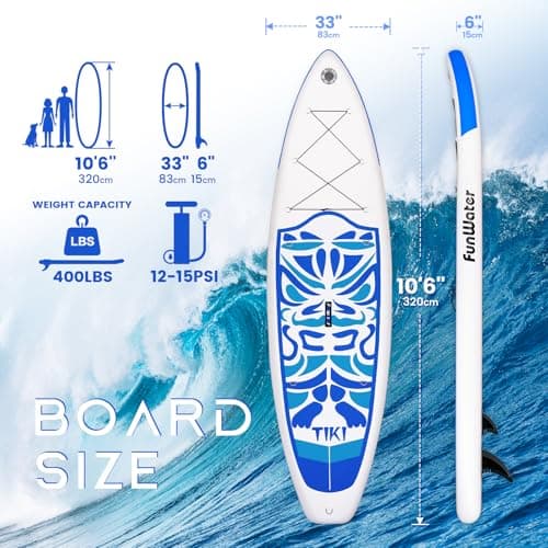 FunWater Inflatable 10'6×33"×6" Ultra-Light (17.6lbs) SUP for All Skill Levels Everything Included with Stand Up Paddle Board, Adj Floating Paddles, Pump, ISUP Travel Backpack, Leash,Waterproof Bag - Thumbnail 2