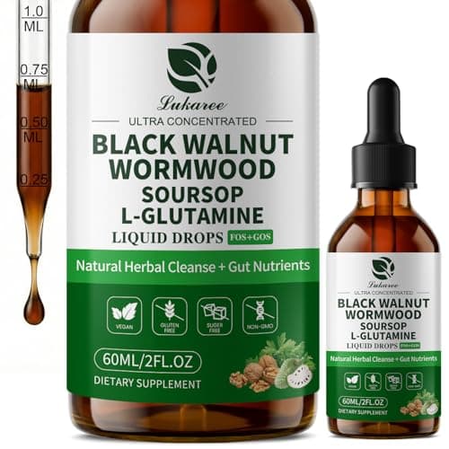 Lukaree (2 Pack Wormwood Black Walnut Drops- Gut Support with L-Glutamine - Image 1