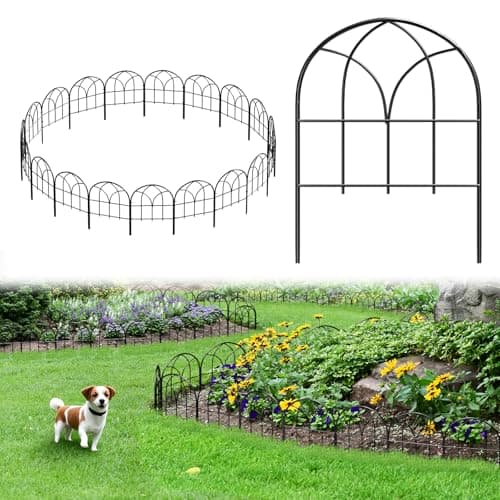 Small Garden Fence Animal Barrier, W12.55*H6.53 Decorative Fence Panel, No Dig Fences Barrier, Arch 19 Pcs Black Metal Fencing, Garden Border Edging Fences, Dog Fencing Blocker for Yard, Flower Bed - Image 1