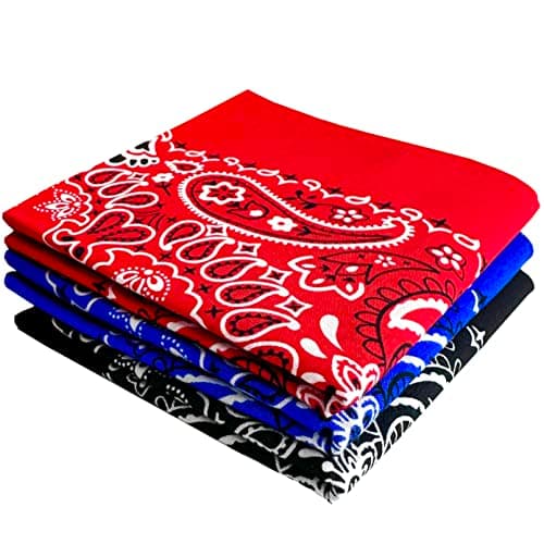 EVERY-VILLE Where EVERYone is Welcome Cotton Bandanas for Men Women- 3 Pack Gift Set, Paisley, 22x22 Inches, Red Black Blue - Image 1