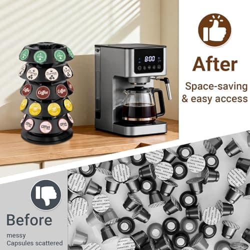 TOMSHUB K Cup Holder, Coffee Pod Holder for Keurig - 40 Capsule Spinning Organizer with 360° Turntable, Space Saving K Cup Storage for Kitchen Counter, Office & Coffee Bar - Thumbnail 5