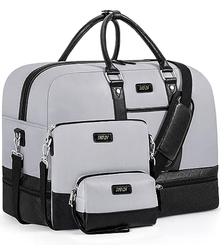 Weekender Bags for Women, 3PCS 21" Large Travel Duffle Carry on with Crossbody Bag & Toiletry Bag, Water-Resistant Shoe Compartment, Trolley Sleeve, for Business Weekend Overnight Trips - Image 1