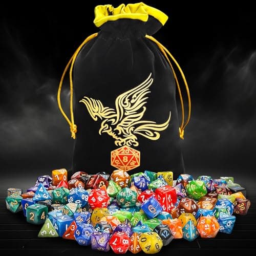 QMay DND Dice Set - 20x7 (140 Pieces) Polyhedral Dice, 20 Colors D&D Dice for Dungeons and Dragons Tabletop Role-Playing Games with 1 Drawstring Bag - Thumbnail 3