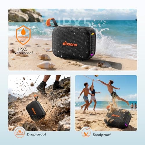 Portable Bluetooth Speaker Waterproof Gift: IPX5 HD Sound Up to 24H Playtime, TWS Pairing, Wireless Speakers with Lights, Travel Beach Essentials Birthday Gifts for Men Women Boys Girls-Black - Thumbnail 5