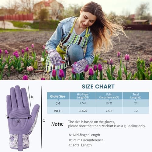 Pleneal Gardening Gloves for Women - Leather Garden Gloves Thorn Proof, Outdoor Protective Working Gloves for Weeding - Thumbnail 4