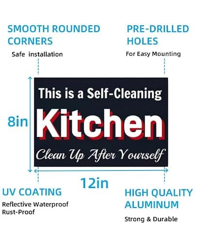 Carastora Rustic Kitchen Tin Sign, Funny “Clean Up After Yourself” Metal Wall Art for Farmhouse, Cafe, Bar & Home, Durable 12x8 Inch Decorative Poster - Thumbnail 6