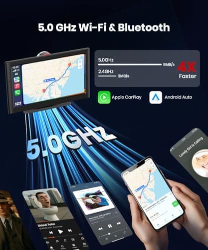 Foxpark Portable Carplay Car Screen for Apple & Android Auto-7" HD Wireless Car Play Touch Screen with Backup Camera,Car Audio Receivers with Voice Control,GPS Navigation,Bluetooth,Mirror Link,FM - Thumbnail 4