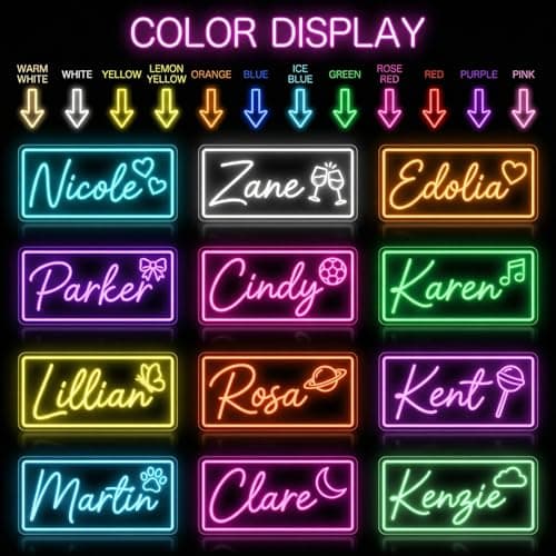 Custom Neon Signs Personalized LED Neon Sign for Wedding Bar Birthday Party Gift, Customize Neon Name Lights Sign for Teen Girl Boy Kids Trendy Stuff, Room Decor - Thumbnail 6